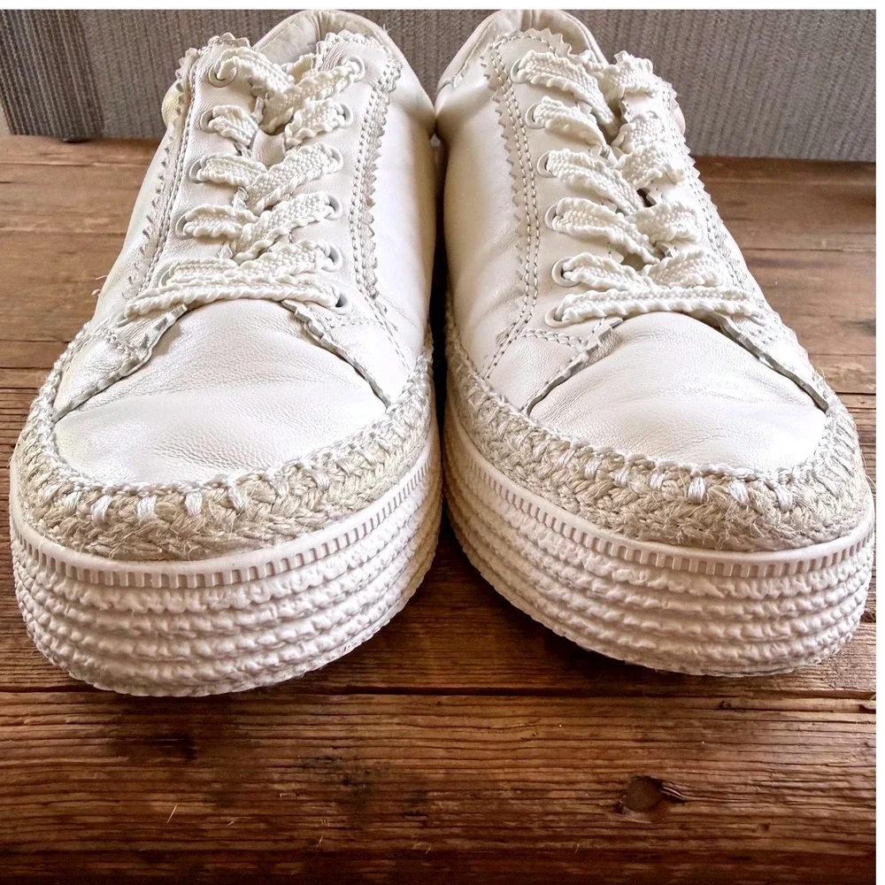 Dolce Vita Platform Sneakers Women 7.5 White Leather Crochet Trim